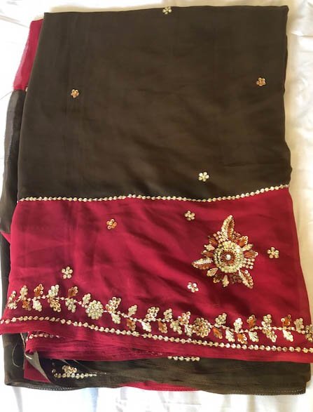 Dark Brown and Marron Georgette Saree